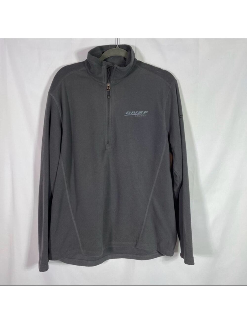 Eddie Bauer Fleece 1/4 Zip Sweater. Size Large. BNSF embroidered logo!